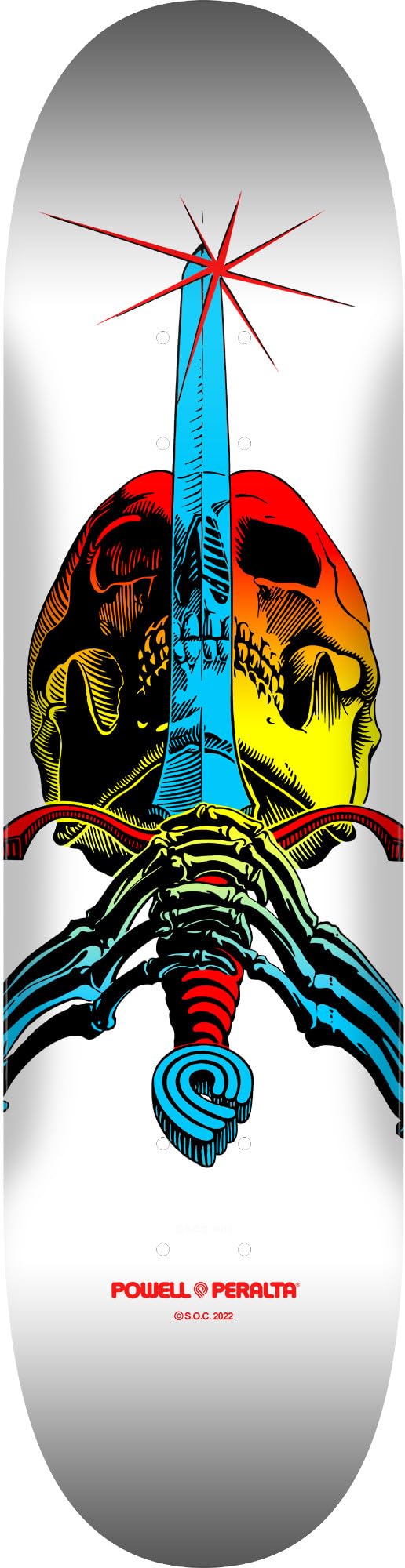 Powell Peralta Skull & Sword Skateboard Deck, Yellow Fade/White, 8.25" x 31.95"