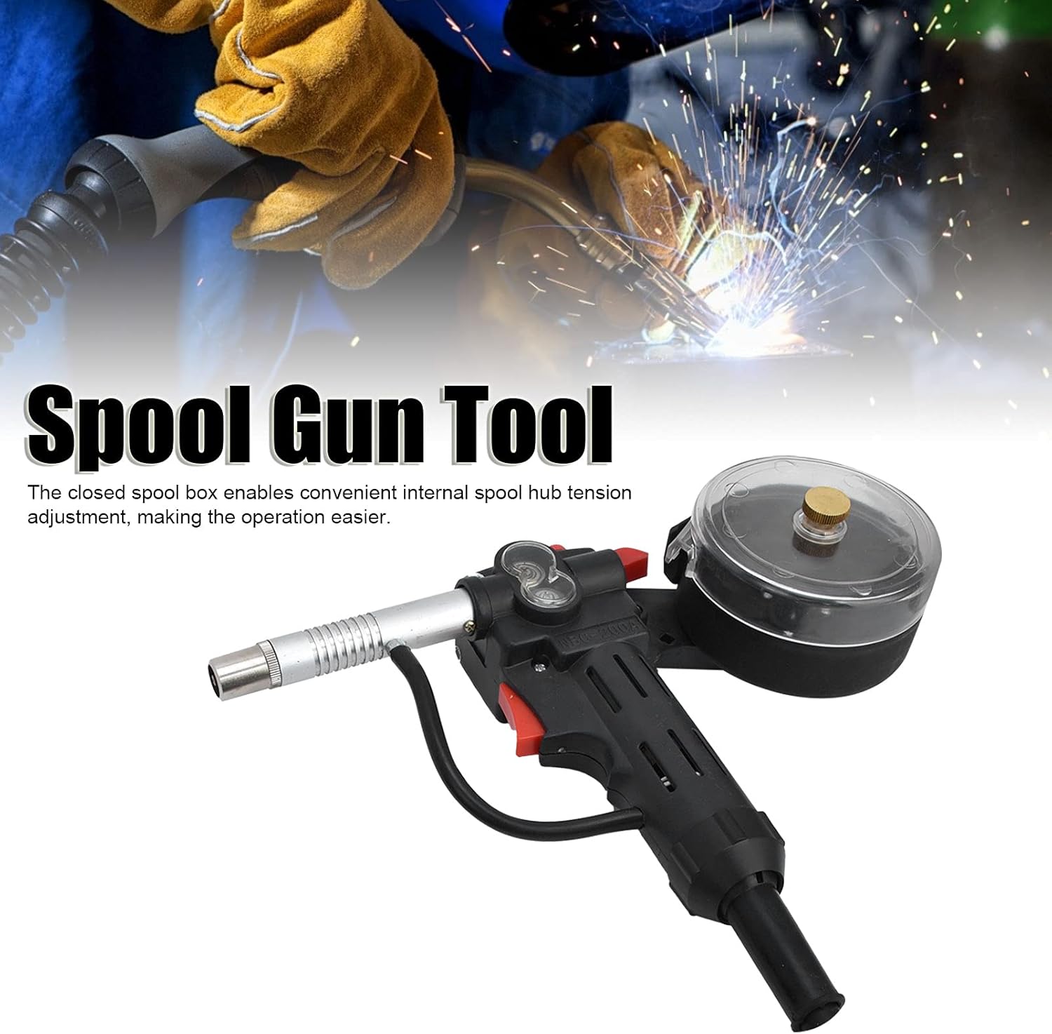 Aluminum Welding Spool Gun MIG Welder Accessory 200A CO2 / 180A Mixed Gases Air Cooled with Closed Spool Box Welding Tool for Trailers Cars Boats High Altitude Maintenance (Spool Gun)