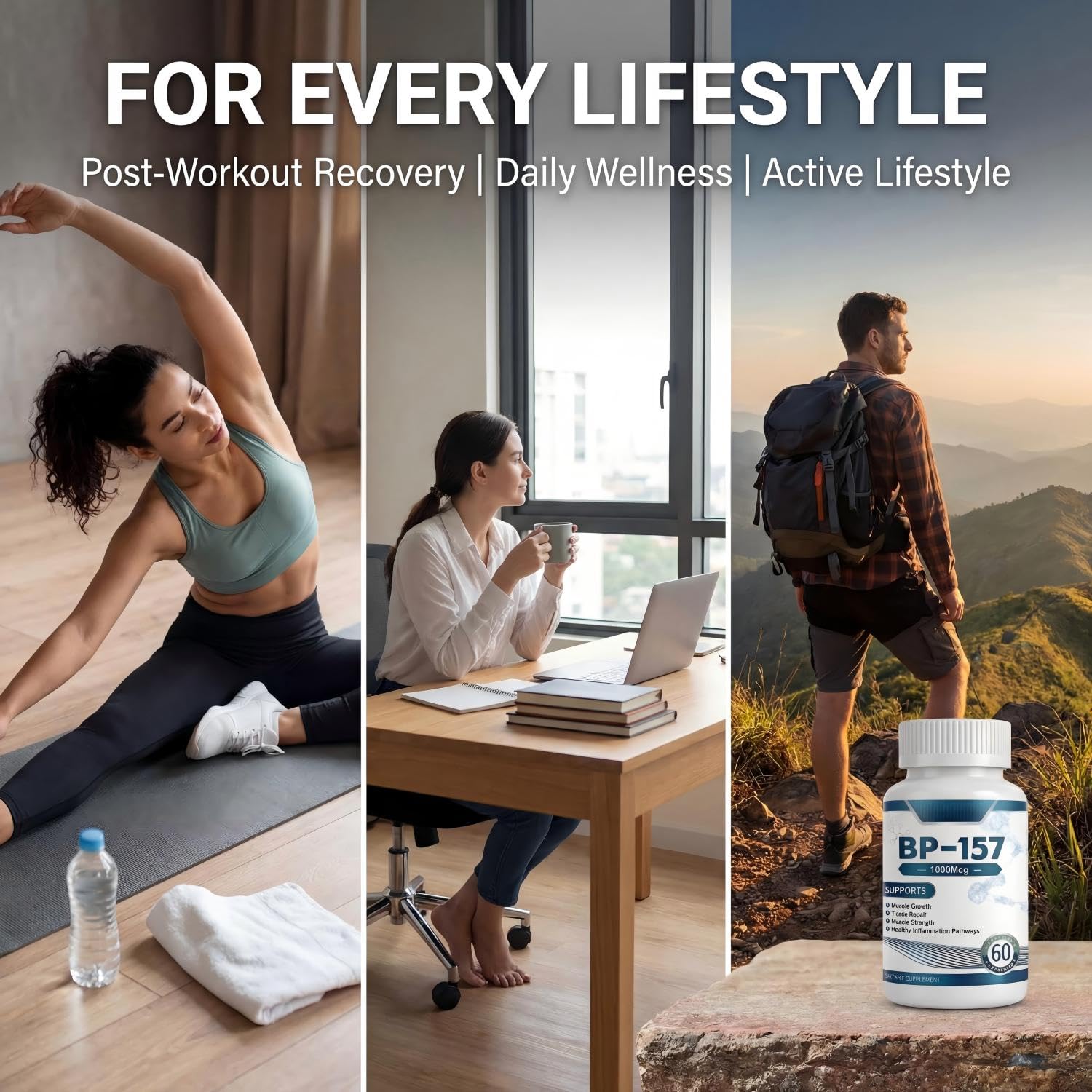 BPC 157 Peptide Capsules 1000Mcg, Support Muscle Growth, Tissue Repair, Strength, and Promote Digestive and Overall Health. Total 120 Capsules - 2 Bottle — view 4