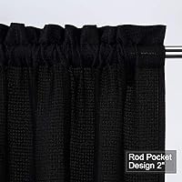 Vista 35 de NANAN Tier Curtains for Kitchen 24 Inch, Waffle Weave Textured Tailored Short Curtains for Bathroom Waterproof Window Covering Kitchen Cafe Curtains