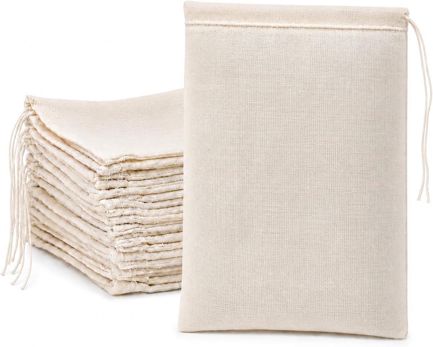 24 Pcs Spice Bags for Cooking, 4 x 6 in Cotton Muslin Bags with Drawstring, Reusable Empty Tea Bags for Loose Tea, Cheesecloth for Straining, Empty Sachet Pouches