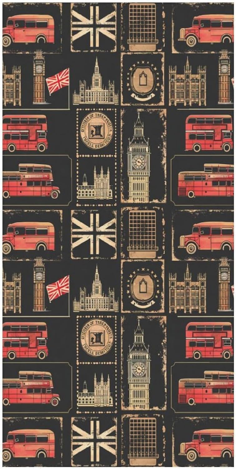 Set of Stamps with The Union Jack Bath Towel Beach Towels Quick Dry Oversized Bath Blanket Highly Absorbent Towel for Women Men 160x80cm
