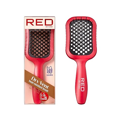 RED by Kiss Cepillo de pelo resistente al calor, desenredante de secado rápido para cabello húmedo y seco, rizado, grueso, lacio, desenredante