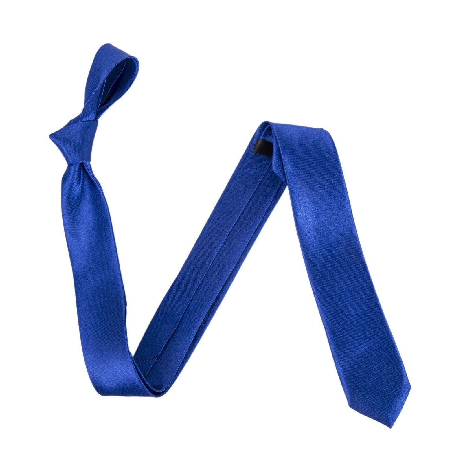 Mens Tie Slim Plain Solid Colour Skinny Ties 4.5cm Necktie Royal Blue
