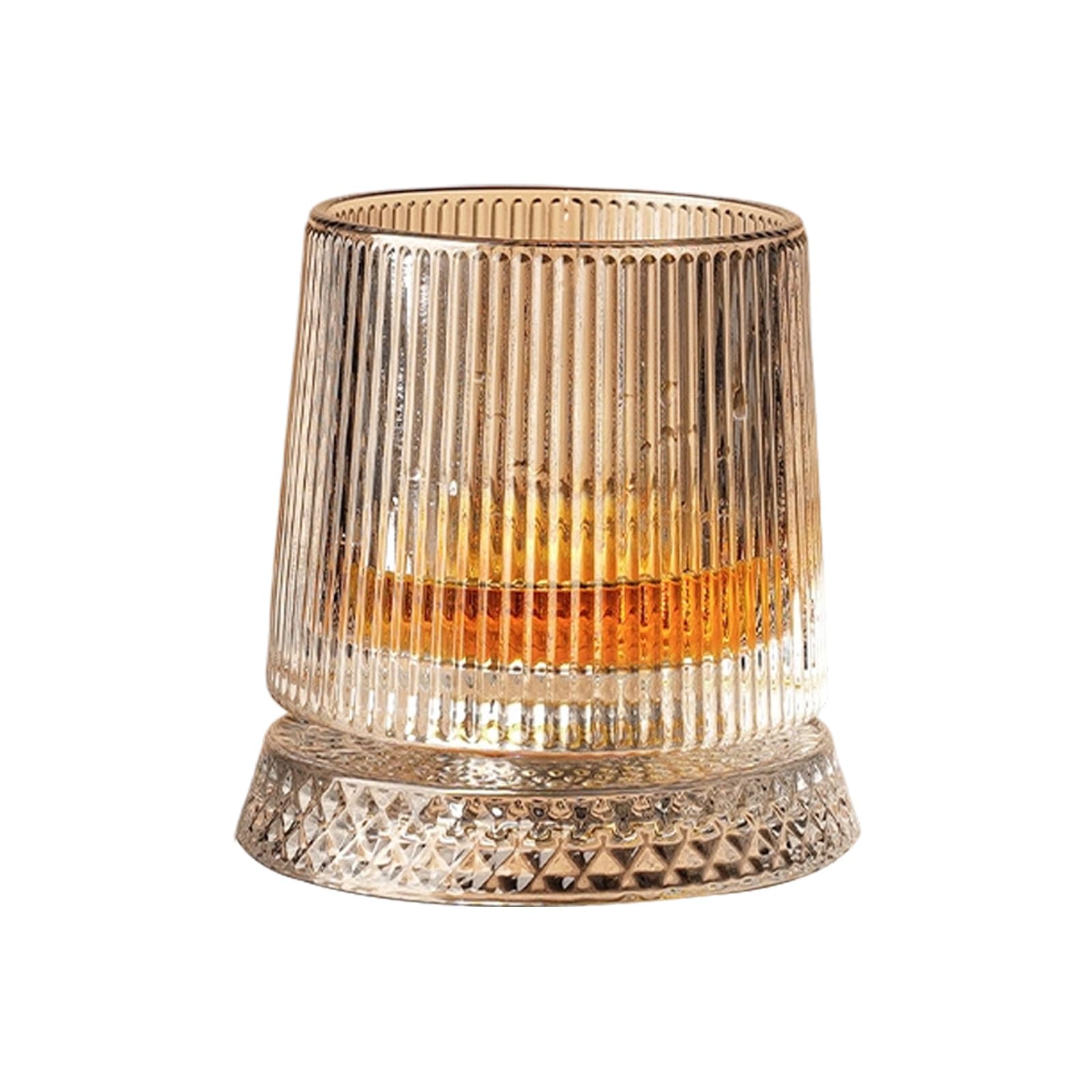 LUCKGONI 360 Degree Rotating Crystal Whiskeys Glass with Base Elegant Beverage Drinking Cup Home Drinkware