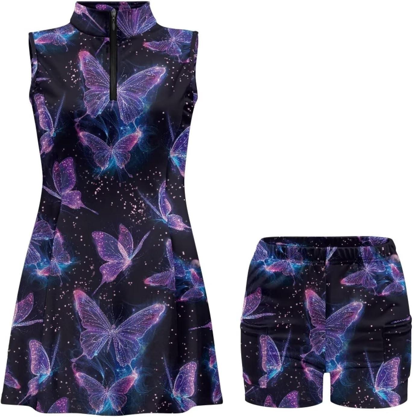 Golf Sleeveless Dress for Women 2 Piece Sets Tennis Golf Dress Quick Dry Half Zip Up Athletic Gym Stretch Dress