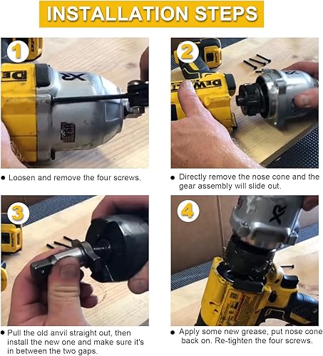 Miniatura 6 de N415874 - Conjunto de repuesto de yunque de 12 para llave de impacto inalámbrica Dewalt DCF899 DCF899B DCF899M1 DCF899P1 DCF899P1 DCF899P2, no para