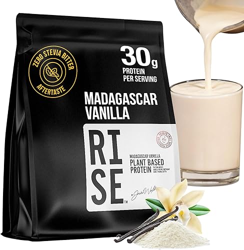 RISE311 Proteína en polvo a base de plantas para hombres y mujeres, 1.06 oz de proteína vegetal completa y 0.11 onzas de leucina, cero hinchazón,