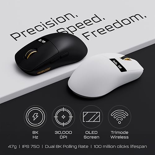 Miniatura 2 de Chilkey - Mouse inalámbrico Glacier LW 8K L para juegos con pantalla LCD, frecuencia de sondeo de 8 K, seguimiento óptico de 30000 DPI, 750 IPS