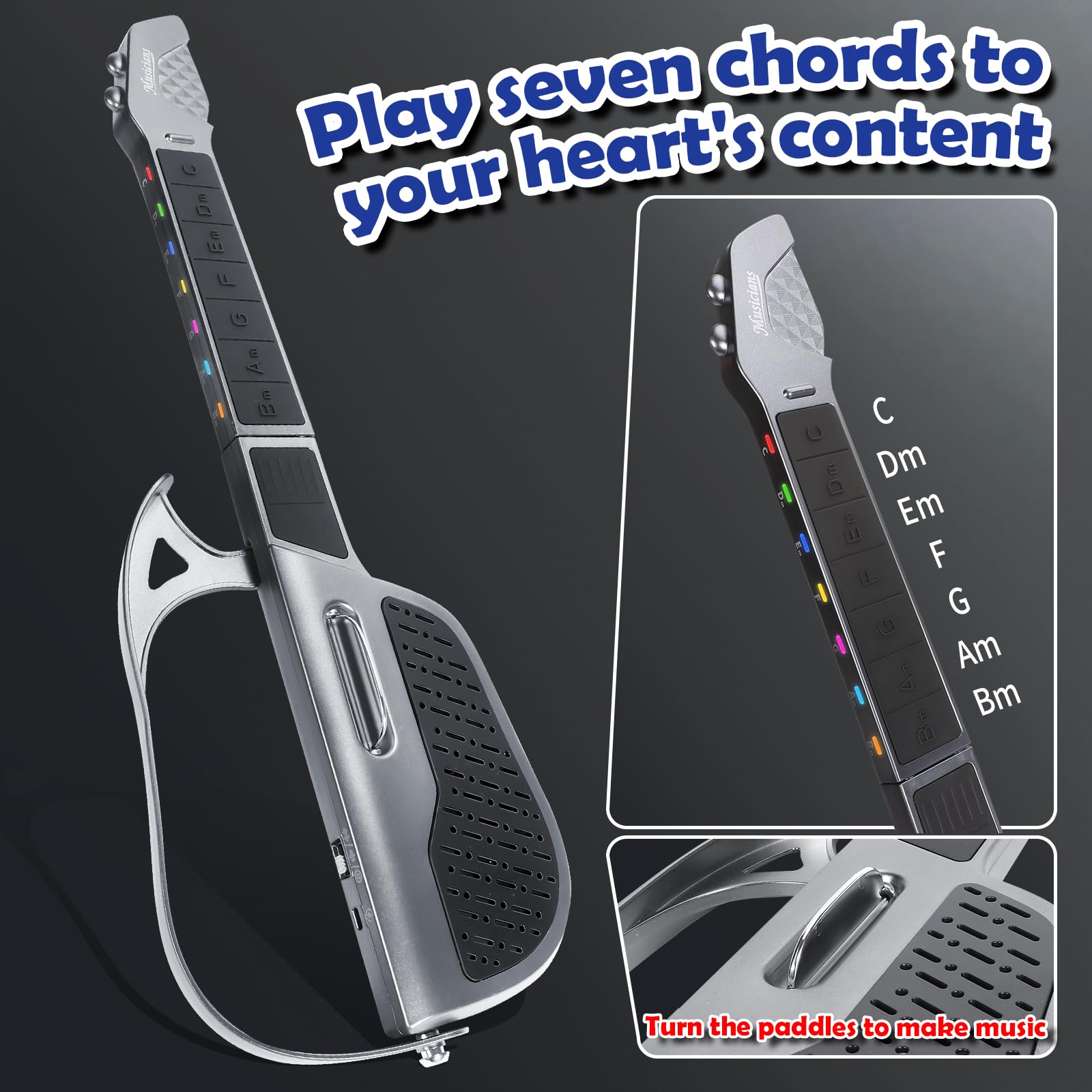 Kids Guitar, Three Tones Switchable with Strap, Toy Guitar Musical Instruments for Kids Ten Hour Playtime - Image 2