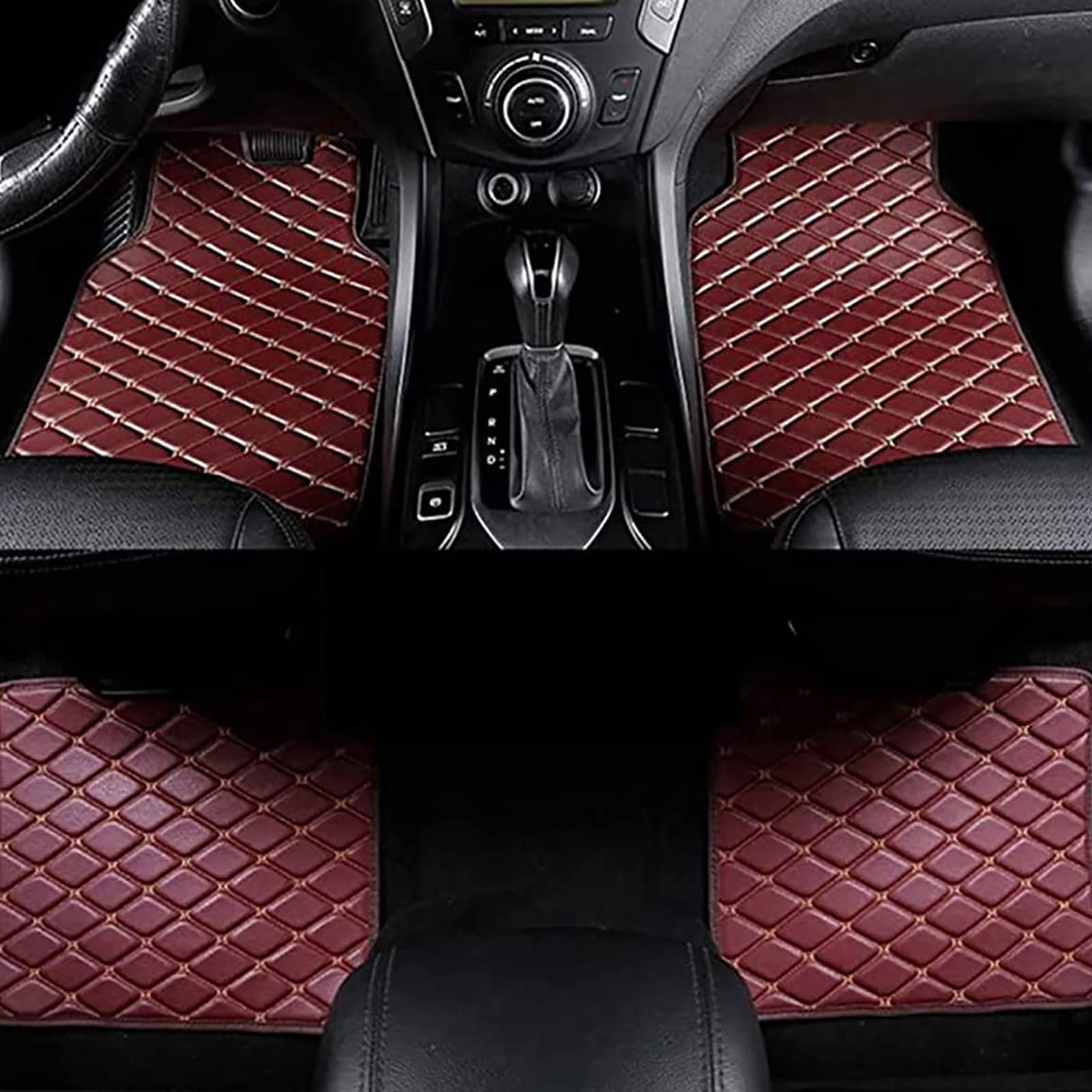 per Hyundai Terracan 2001-2012 Tappetini Auto in Pelle, su Misura Tappeto Abitacolo Tappeti Tappetino 3D Antiscivolo Antiusura Fodera Protezione Accessori, B/Black-Beige