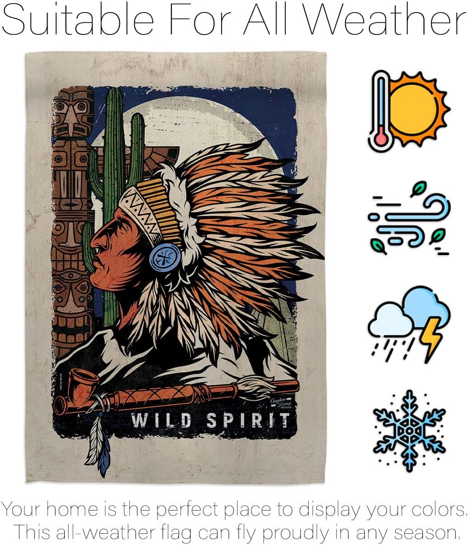 Native Spirit Garden Flag Country Living Dreamcatcher Bohemian Animal American Kokopelli Western Vintage Hippie House Decoration Banner Small Yard Gift Double-Sided, Made in USA