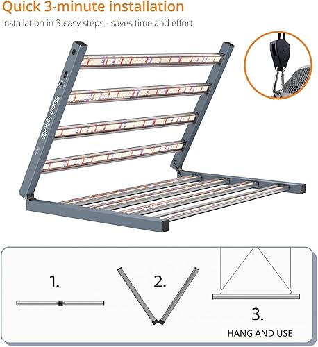 Miniatura 5 de DOMMIA Luz de Crecimiento, Luces LED de Crecimiento de Espectro Completo, Luces de Crecimiento Plegables y Regulables Estilo Barra de Cadena