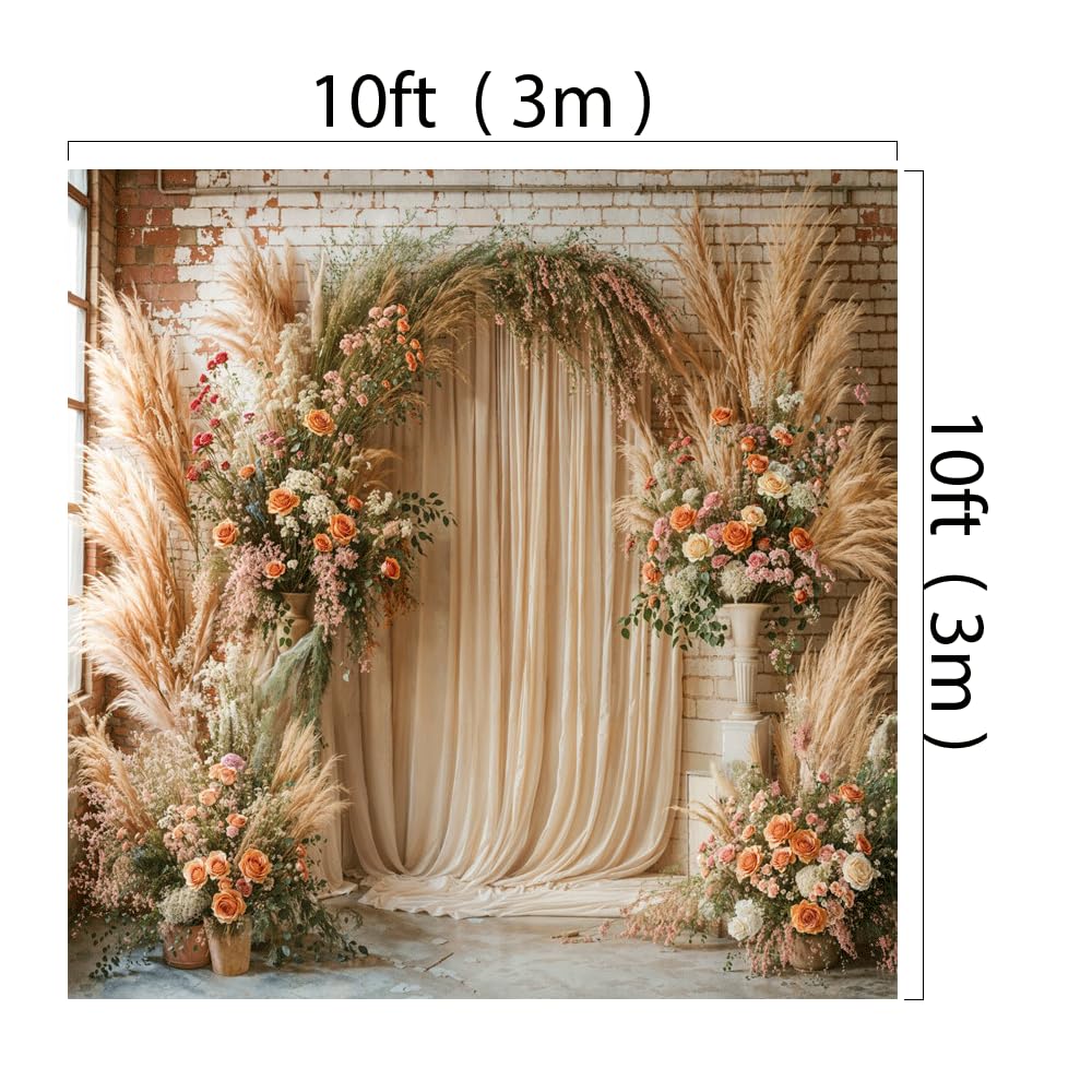 Sfondo fotografico Kate 3x3m/10x10ft BOHO Fiori Arch Finestra BEIGE Terina retrò muro per adulti Baby Birthday Birthday Studio fotografico