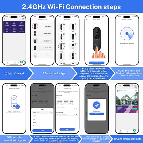 Miniatura 9 de Cámara de timbre de video inteligente inalámbrica, detección humana con IA y alertas instantáneas, visión nocturna, audio de 2 vías, funciona con