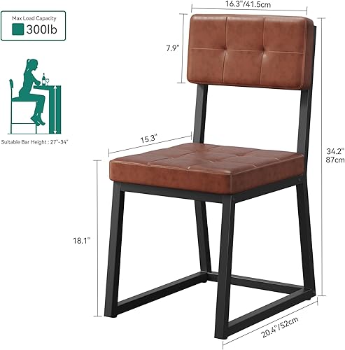 Miniatura 2 de YITAHOME Juego de 2 sillas de comedor con respaldo de asiento de piel sintética, silla de comedor moderna tapizada de mediados de siglo con patas de