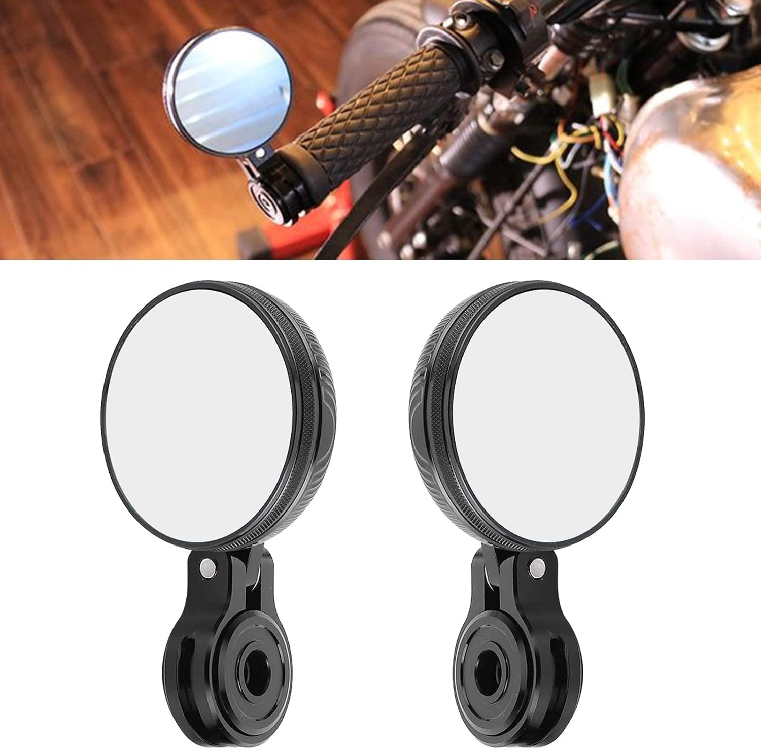 Rétroviseur de moto, rétroviseurs de guidon en aluminium CNC rétroviseur d'aile latérale verre bleu anti-éblouissement pour Modification de moto