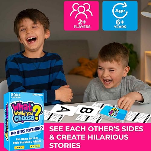 Vista 4 de QUOKKA Board Game for 8-12 Year Olds - Original Edition - Family Card Game for Kids Ages 5-8 - What Would You Choose Do Kids Rather? Pick Your
