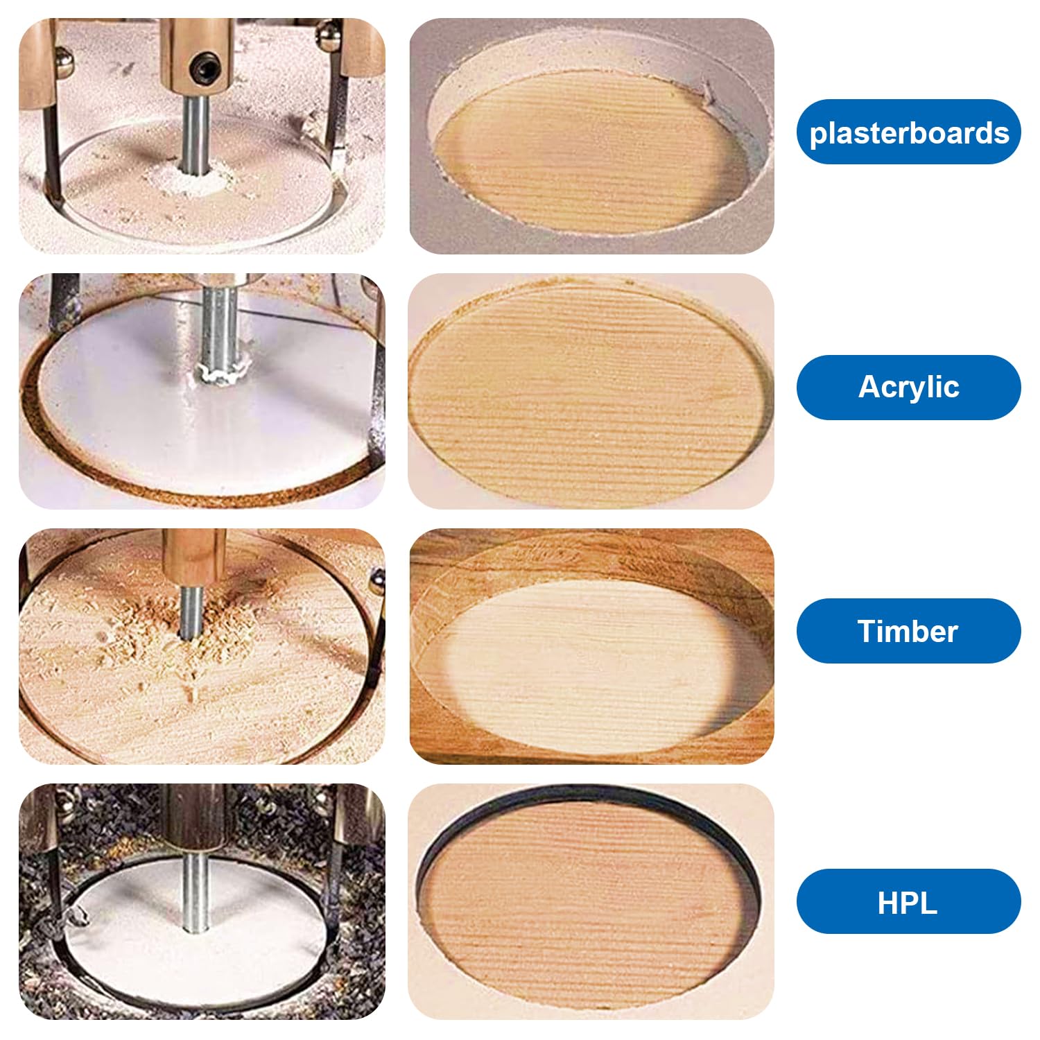 30 mm a 300mm Sega a Tazza Regolabile Circolare Cutter Punta Trapano | Set di Punte da Trapano pera Tazza Fresa Circolare Regolabile Regolabile con Punta Elicoidale per Attrezzi da Taglio