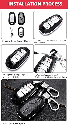 Miniatura 8 de ontto Funda para llavero con Keychian compatible con Infiniti 2018-up, guante de llave de automóvil, bolsa remota de entrada sin llave para Q50 Q60