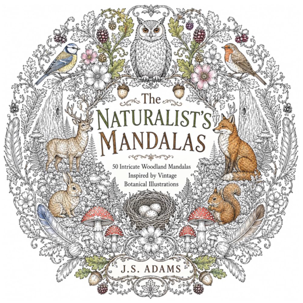 The Naturalist's Mandalas: 50 Intricate Woodland Mandalas Inspired by Vintage Botanical Illustrations
