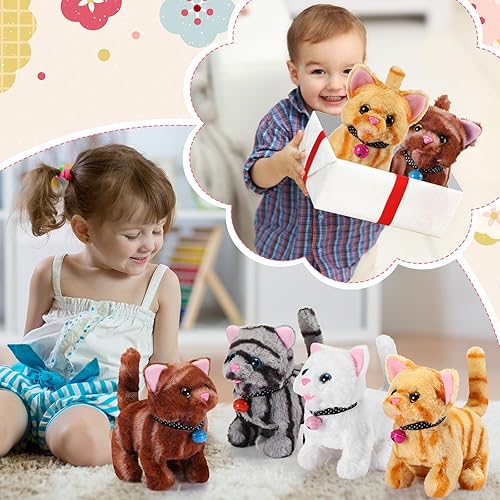 Miniatura 6 de Halloscume Juguete de peluche interactivo electrónico para mascotas, 4 piezas, 7 pulgadas, animales de peluche interactivos, juguete para caminar y