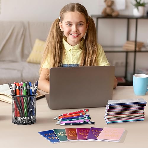 Miniatura 7 de Juego de 48 bolígrafos motivacionales a granel, bloc de notas inspiradoras, cuadernos con citas motivacionales de bolsillo pequeño y bolígrafos,