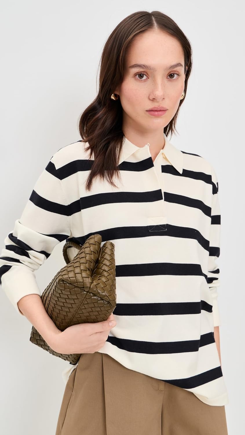 Jenni Kayne Women's Post Pullover Ivory and Navy Stripe