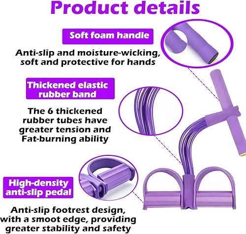 Miniatura 3 de 21 bandas de resistencia de fitness, 6 tubos de pedal de tobillo, cuerda de tensión multifunción mejorada 2025, equipo de gimnasio en casa para