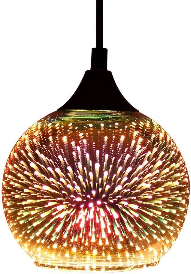 Ceiling Pendant Light , Modern Ceiling Pandant Light Creative 3D Multicolor Fireworks Glass Ceiling Lights Chandelier Minimalist Art Pendant Lights Electroplated Silver Glass Lampshade Hanging Lamps M
