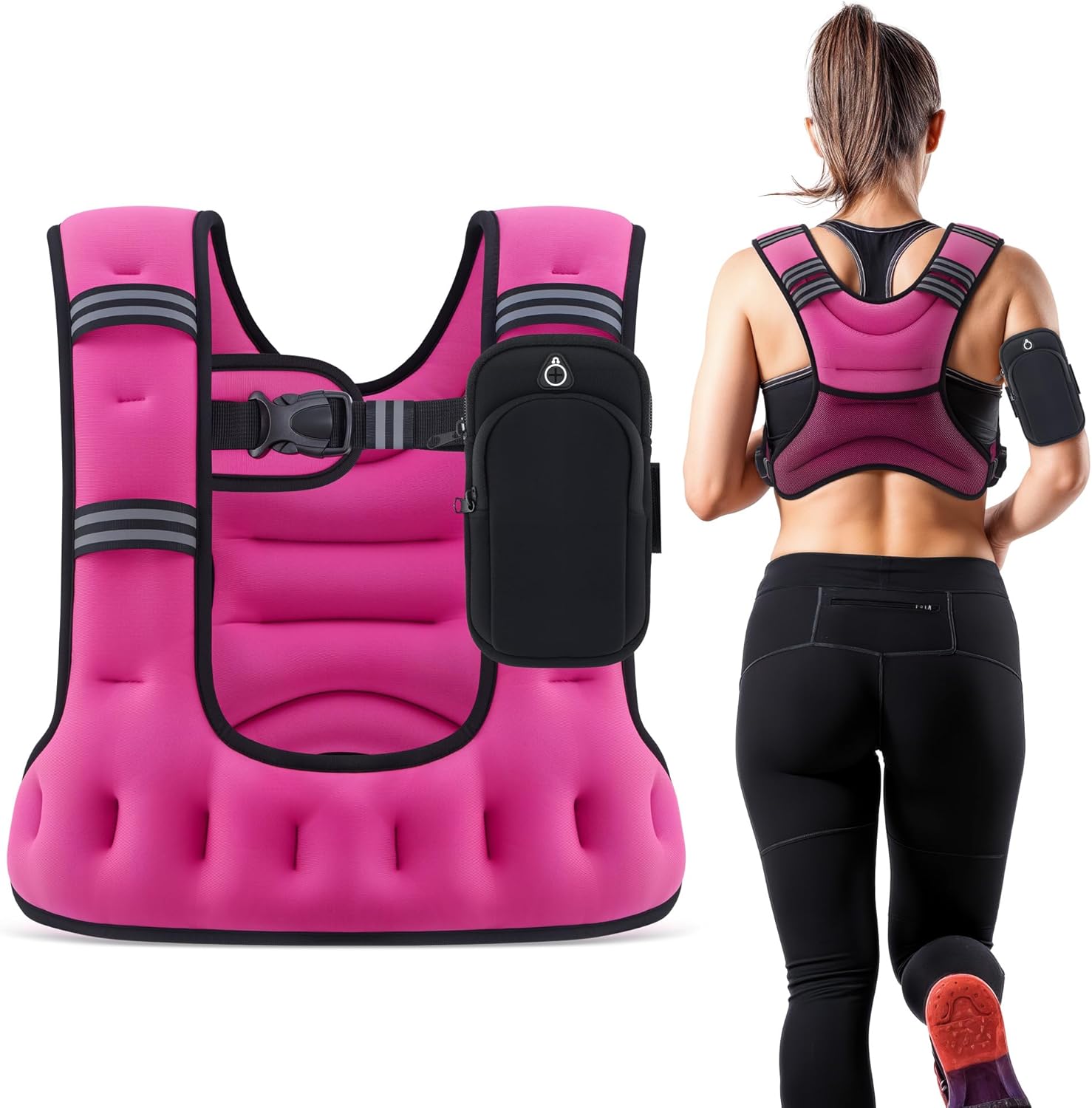 ZELUS Weighted Vest for Women Men, 6/8/12/16/20LB U-Shaped Ergonomic for Even Weight Distribution, Odorless Workout Vest with SGS Certification, Arm Pocket & Back Mesh Pouch for Training & Running