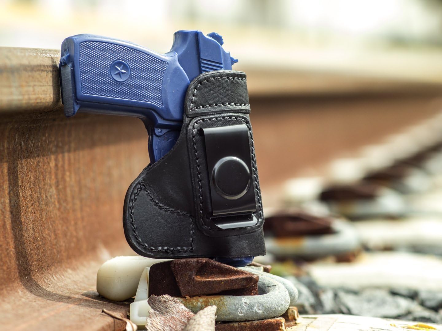 OUTBAGS USA LS3MAK9 (Black-Right) Full Grain Heavy Leather IWB Conceal Carry Gun Holster for Makarov Polish P-64 9mm. Handcrafted in USA.