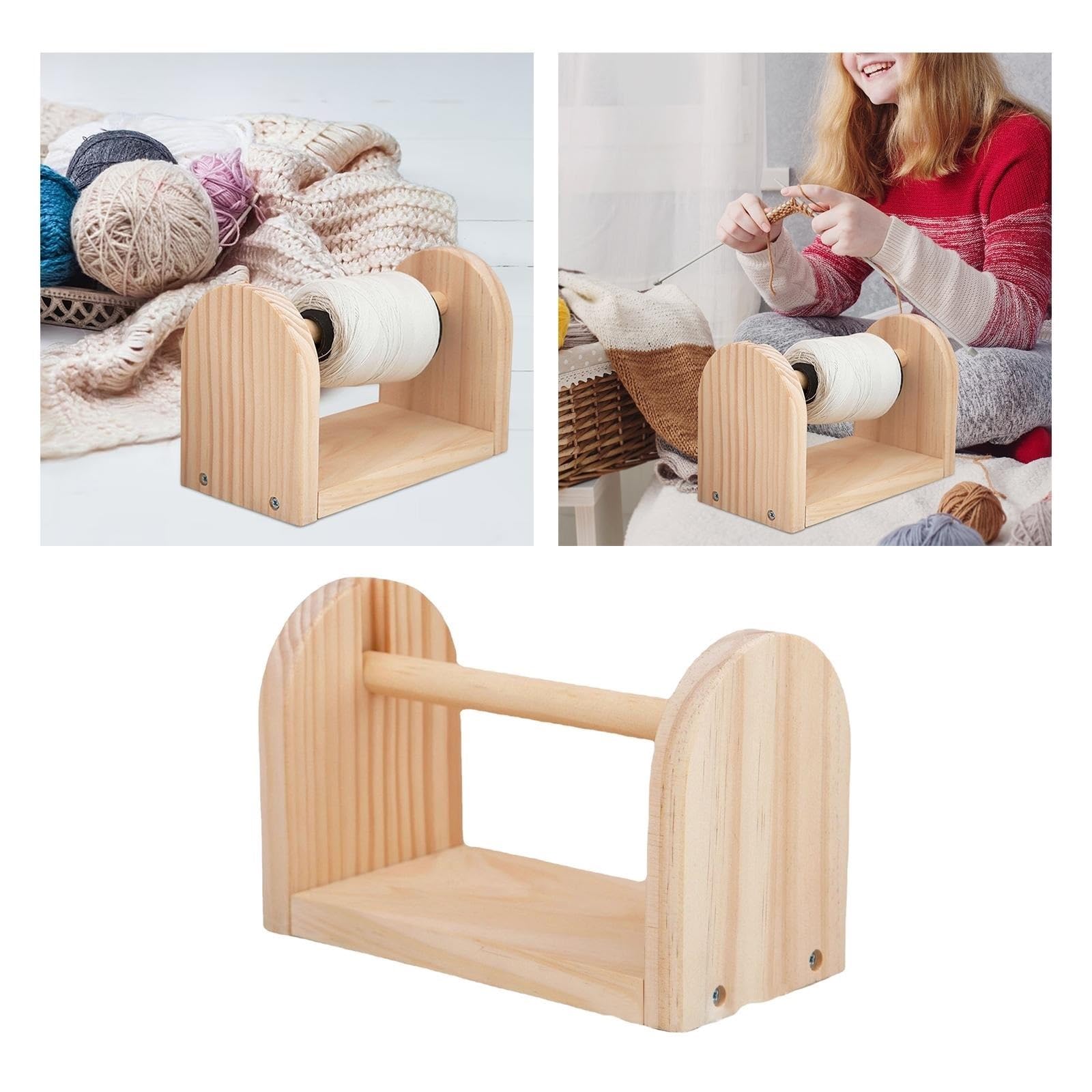 Soporte for hilo de ganchillo, bobina portátil madera maciza, husillo for manualidades y costura, accesorios punto cordón madeja DIY para Hilo de Lana