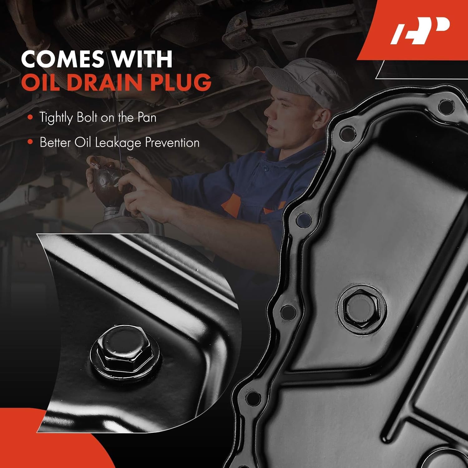 A-Premium Transmission Oil Pan with Drain Plug Compatible with Hyundai Elantra 2007-2012, Kia Soul 2010-2011, Spectra 2004-2009, with 4-Speed Auto Transmission