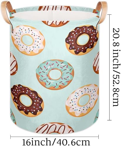 Miniatura 6 de Cesta de lavandería redonda y plegable para guardar juguetes, bolsa de ropa sucia con asa de cuero para dormitorio universitario y familia