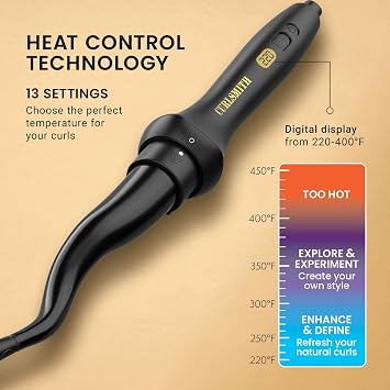 Curlsmith Defrizzion Curl Reviving Wand - Revives & Defines Curls, Dry Styling with Minimal Heat & 4 Different Attachments - for All Curls, Coils & Waves