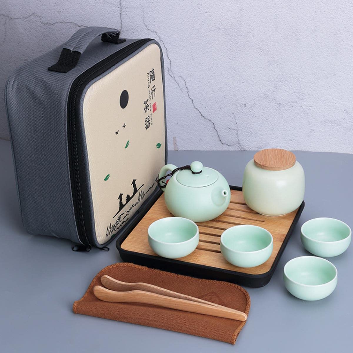 Juego de té de viaje portátil, cerámica Yaguang Kung Fu, una olla, cuatro tazas de oficina, regalos de negocios, juego de 8 piezas