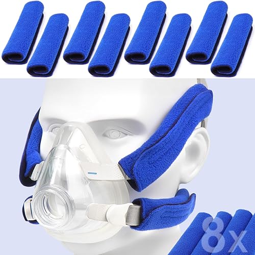 Paquete de 8 fundas para correas de casco CPAP, fundas universales y reutilizables, almohadillas de correa de forro polar suave, reduce las marcas