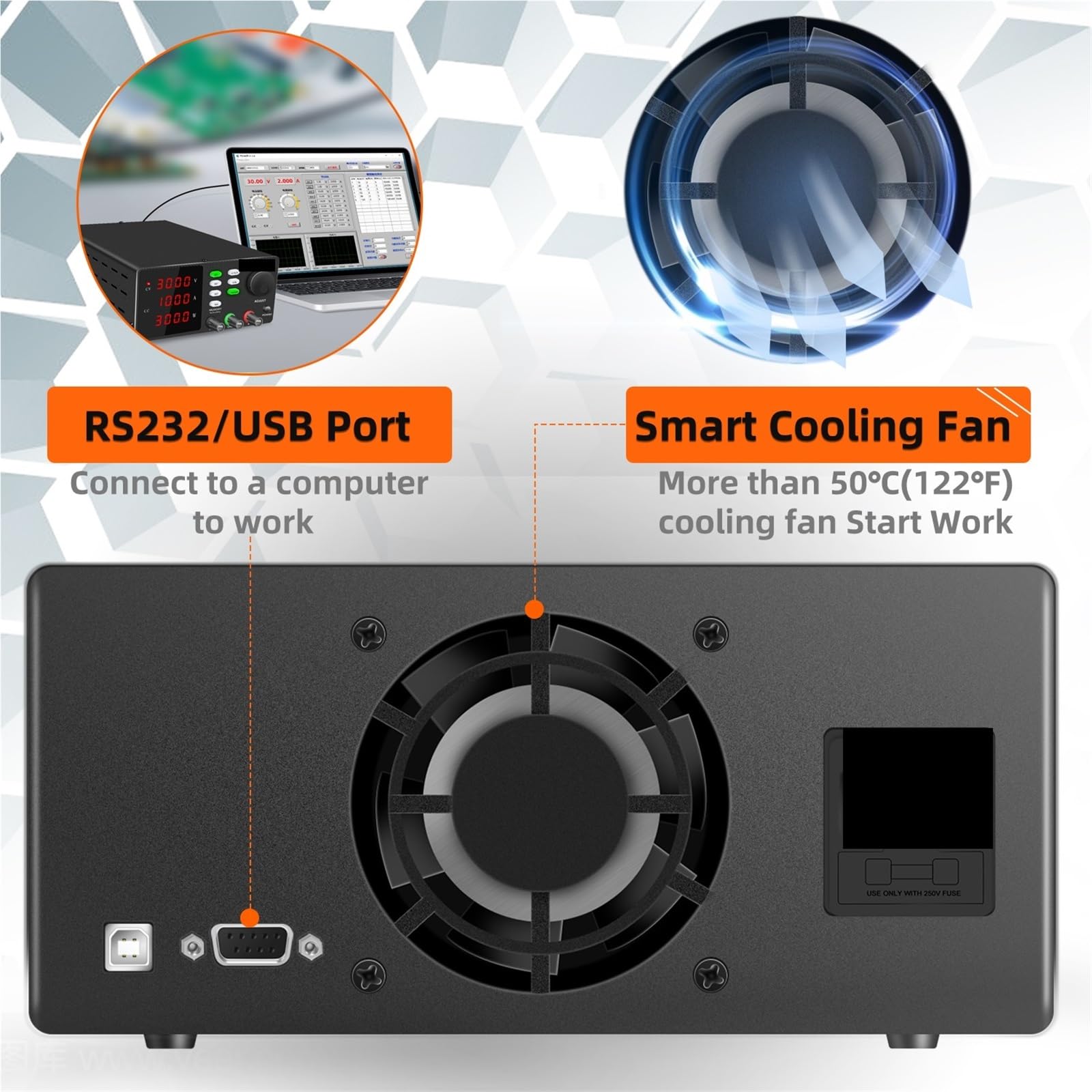 SPPS-S305 Alimentatore programmabile RS-232 DC regolabile Banco da lavoro for manutenzione laboratorio Software for PC Regolazione dell'encoder