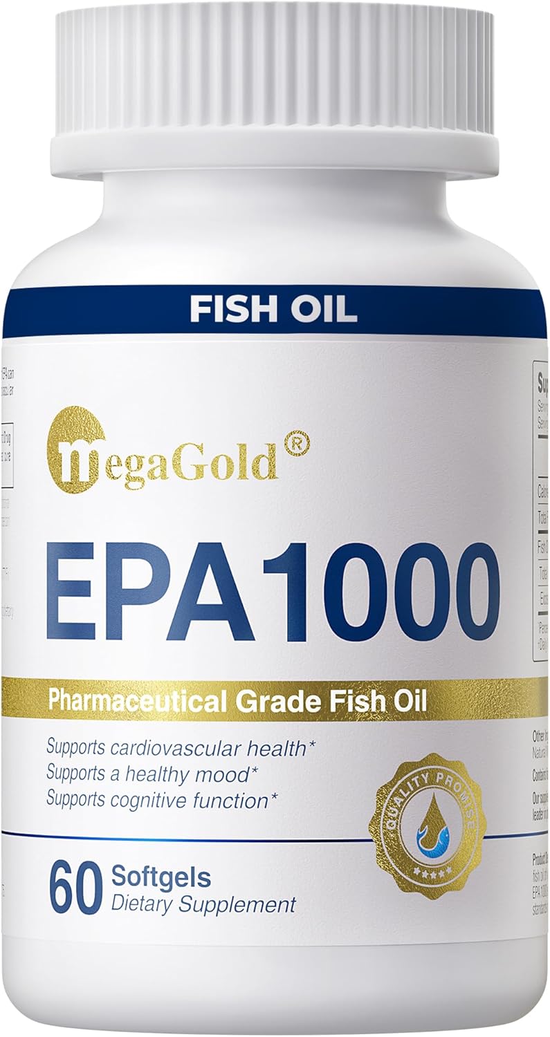 Fish Oil Omega 3 Supplements EPA 1000mg - Omega-3 Fatty Acids, 1000mg Burpless Fish Oil for Men & Women, Pure Concentrated Supplement - 60 Mini Softgels