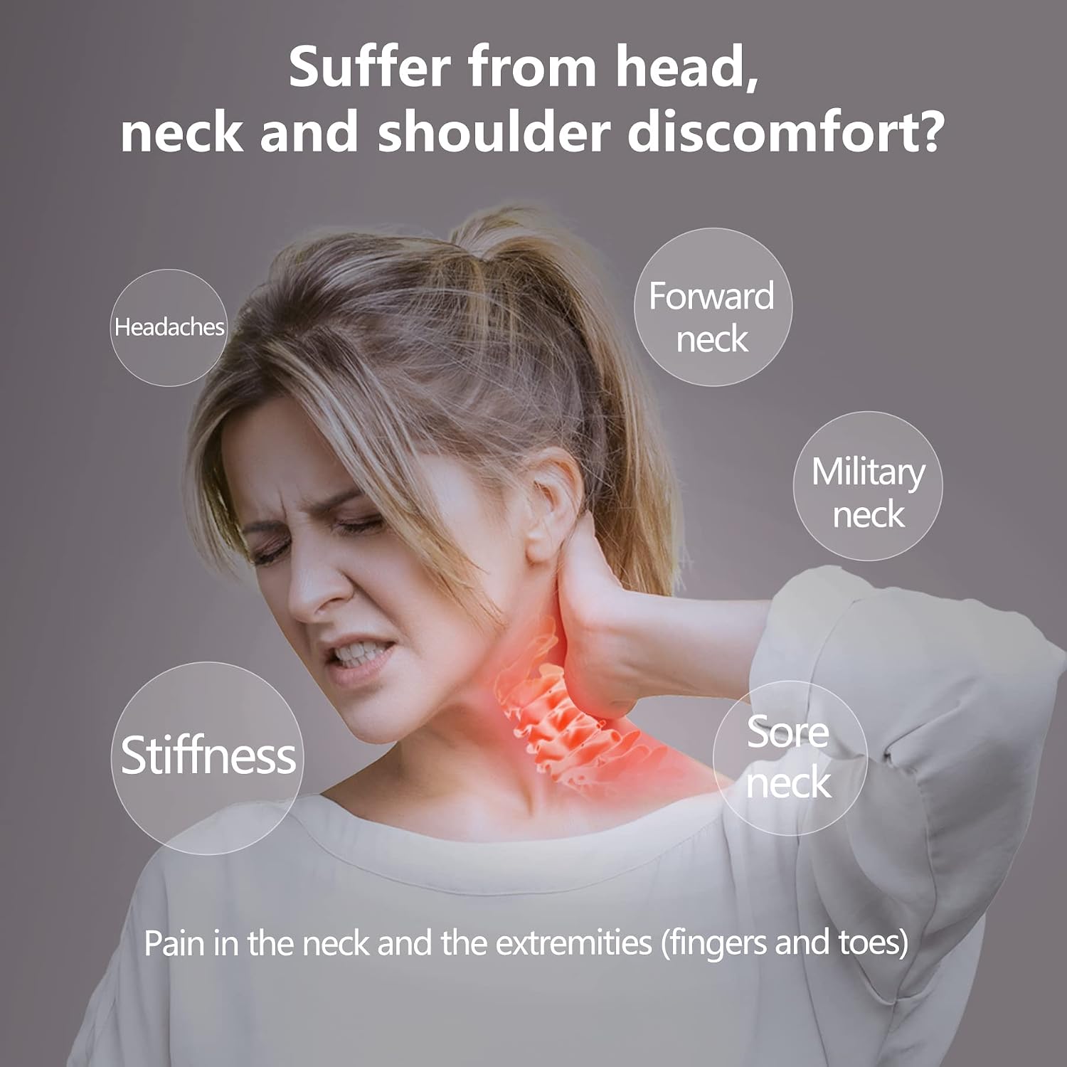 SoftSense Neck and Shoulder Relaxer, Cervical Neck Traction Device Neck Stretcher with Magnetic Therapy, Cervical Spine Alignment, Chiropractic Pillow, Neck Massager for TMJ Pain Relief (Purple)