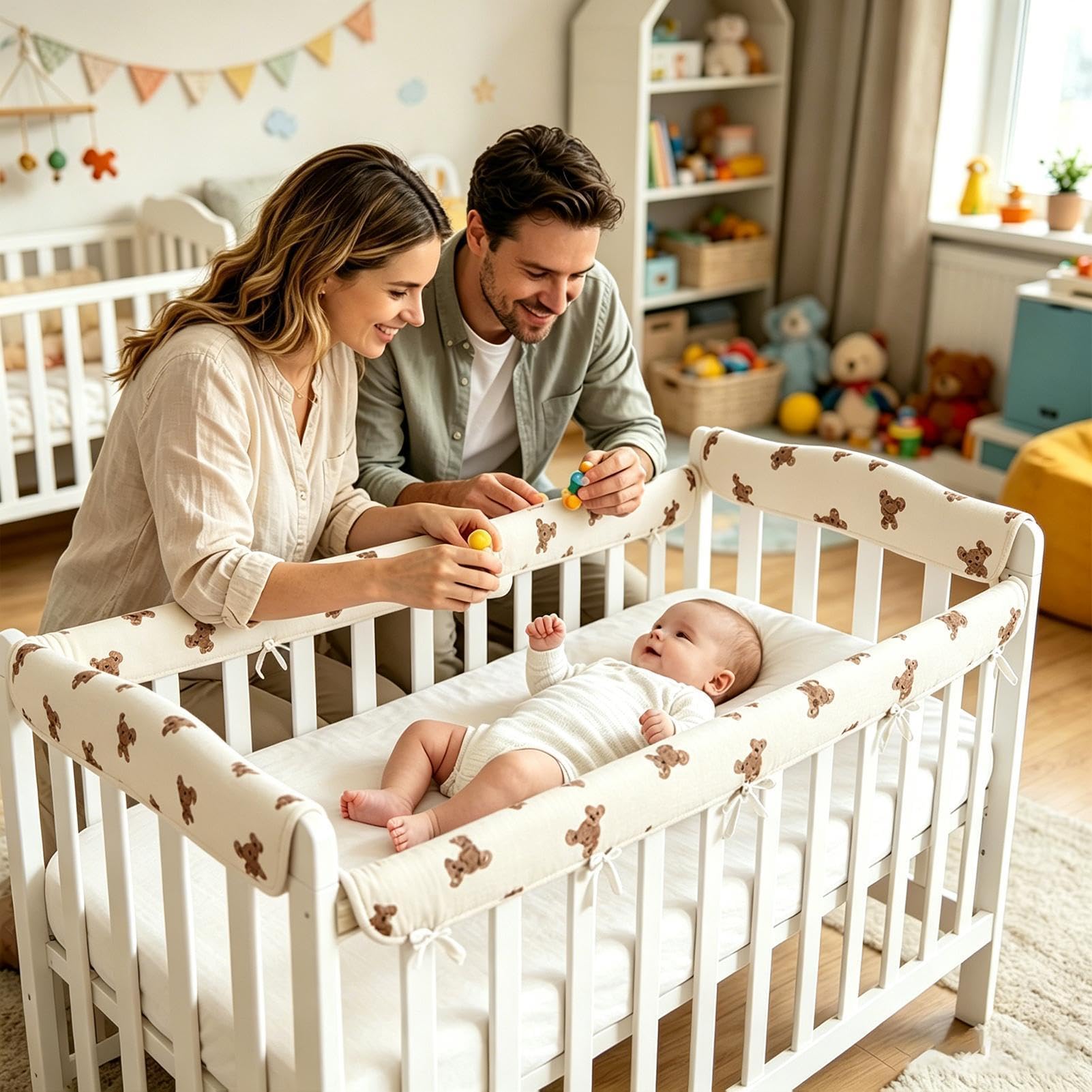Paracolpi Sponde da Dentizione 4 Pezzi Cuscinetti Antiurto Regolabili | Paracolpi antimasticazione per bambini per casa appartamento asilo cameretta box mobili uso quotidiano