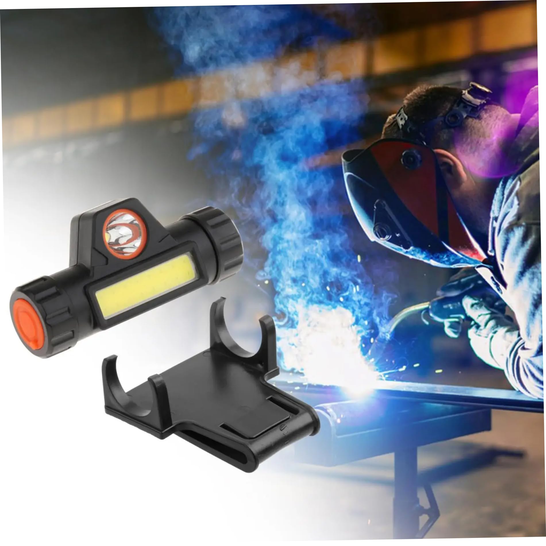 Luz de casco de soldadura giratoria de doble iluminación con abrazadera magnética USB
