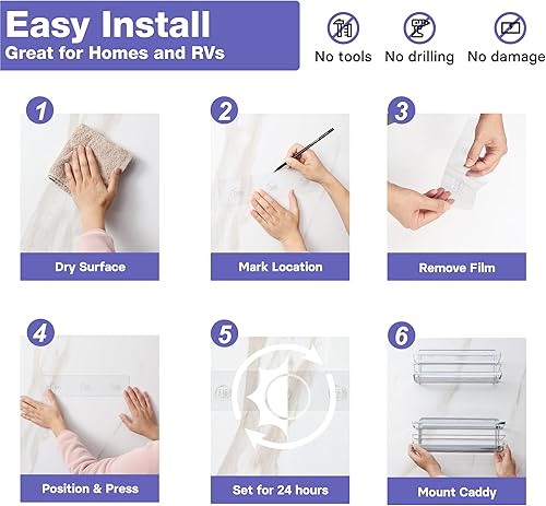 Miniatura 7 de KINCMAX Organizador de ducha con 4 ganchos, acero inoxidable 304, 1 estante, montaje adhesivo, fácil de instalar, drenaje rápido, soporta 20 libras,