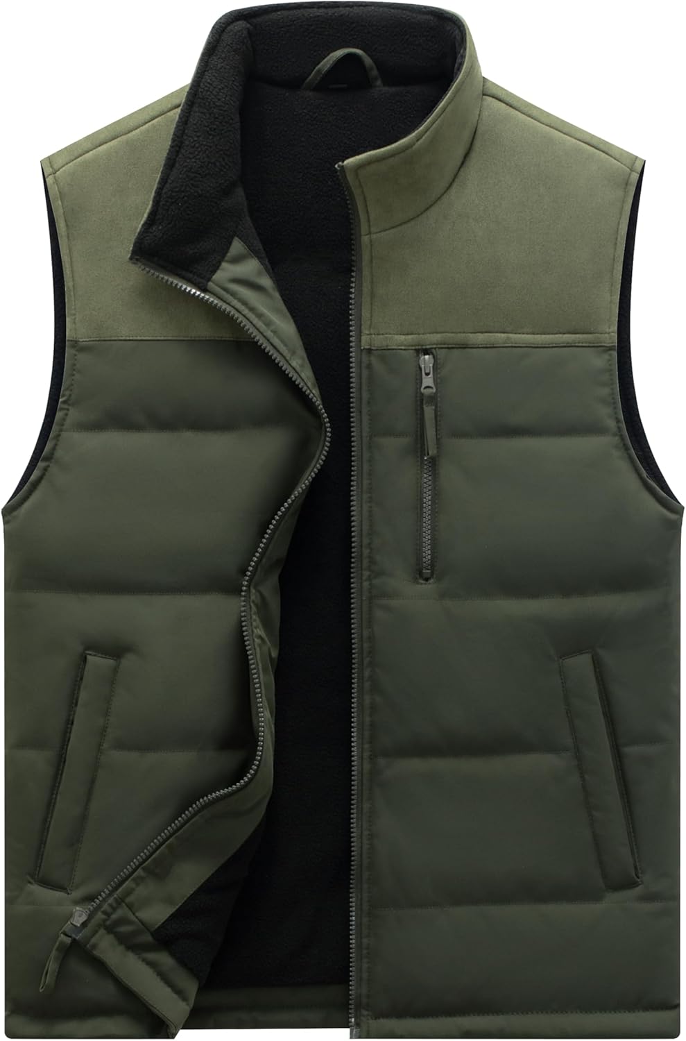 VtuAOL Men's Casual Fleece Lined Vest Outdoor Lightweight Vest Sleeveless Jacket for Travel Hiking