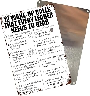 Gifts For Leader Boss Mentor Leadership Quote Clear,Office Decor Leadership Sign Wake-Up Callsthat Every Leaderneedsto Wear 8x12inches Tin Sign Tin Vintage