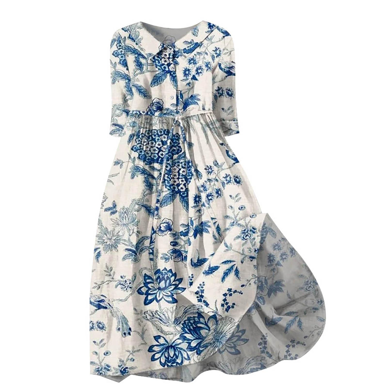 Robe d'été col en V coupe ample pour dissimuler les rondeurs avec style bohème - 4