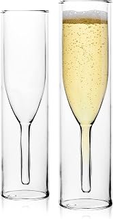 Insulated Stemless Champagne Flutes, 4.25 Oz Double Walled Champagne Glasses, Dishwasher-Safe, Drinking Glasses for Wedding, Bridesmaid, or Anniversary, Pack of 2
