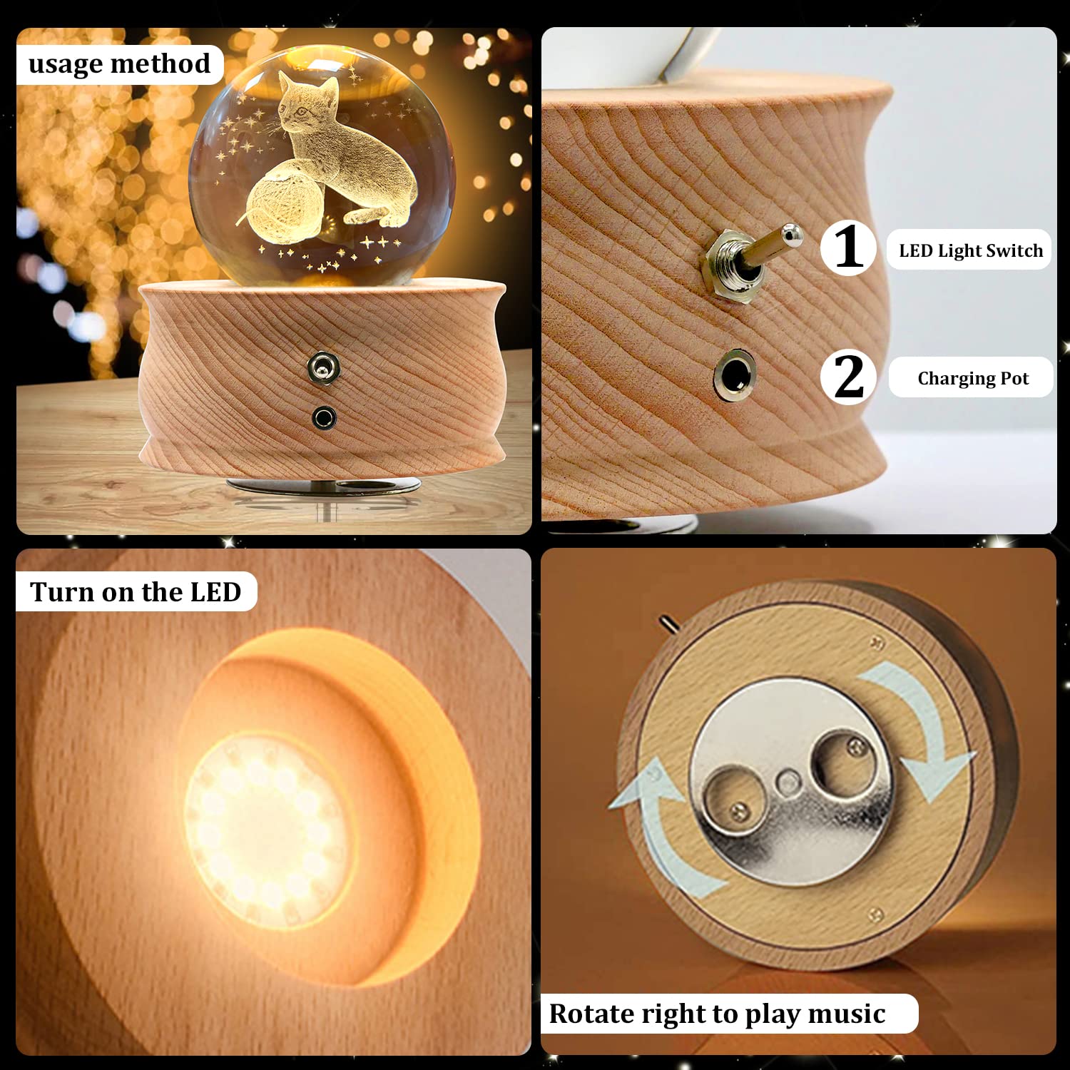 Lampada Di Cristallo Per Mamma WAVEJOE - Regalo Compleanno, Natale O Festa Della Mamma, Con Base Legno E USB - Foto 10