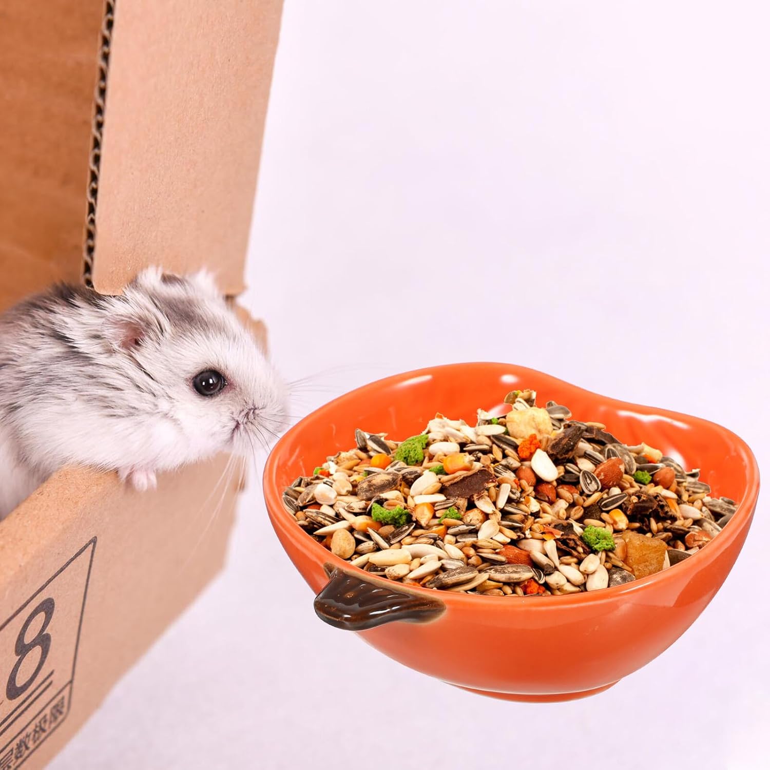 4pcs Ceramic Pumpkin Hamster Food Bowl Set Small Animal Feeding Dish Water Bowl for Guinea Pig Rat Squirrel Snack Container